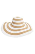 Women's La Double 7 Stripe Floppy Straw Hat - Brown