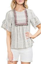 Women's Vince Camuto Short Sleeve Embroidered Peasant Top, Size - Red