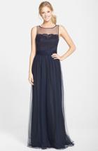Women's Amsale Lace & Tulle Gown - Blue