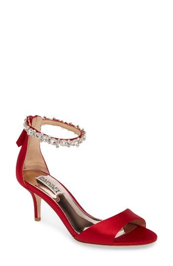 Women's Badgley Mischka Geranium Embellished Sandal M - Red