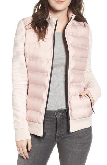 Women's Marc New York Puffer Jacket With Knit Sleeves - Pink