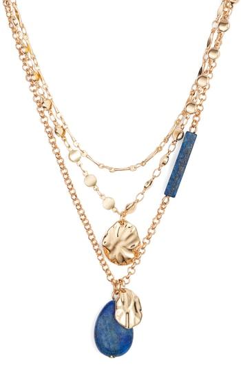 Women's Halogen Molten Semiprecious Stone Layer Necklace