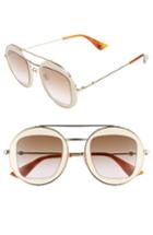 Women's Gucci 47mm Round Sunglasses - Cream/ Brown