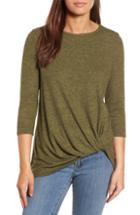 Petite Women's Gibson Cozy Twist Front Pullover P - Green