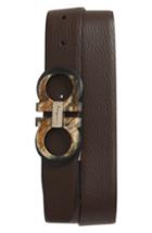 Men's Salvatore Ferragamo Double Gancio Reversible Leather Belt - Hickory/ Black