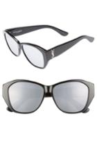 Women's Saint Laurent 56mm Sunglasses - Black/ Black/ Silver