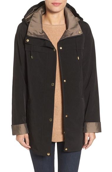 Women's Gallery Silk Look Hooded Raincoat
