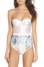 Women's Ted Baker London Sea Of Clouds Underwire One-piece Swimsuit A/b - White