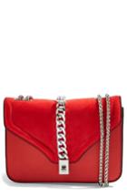 Topshop Daisy Chain Faux Leather Crossbody Bag - Red