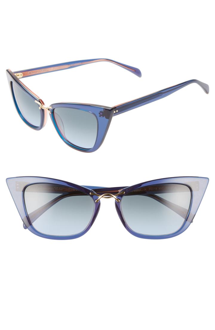 Women's Oscar De La Renta X Morgenthal Frederics Twist 55mm Gradient Cat Eye Sunglasses - Navy