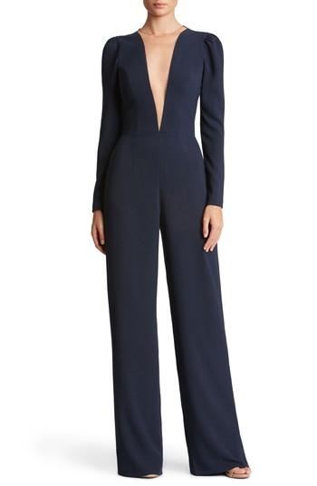 Women's Dress The Population Helen Plunge Neck Midi Dress - Blue