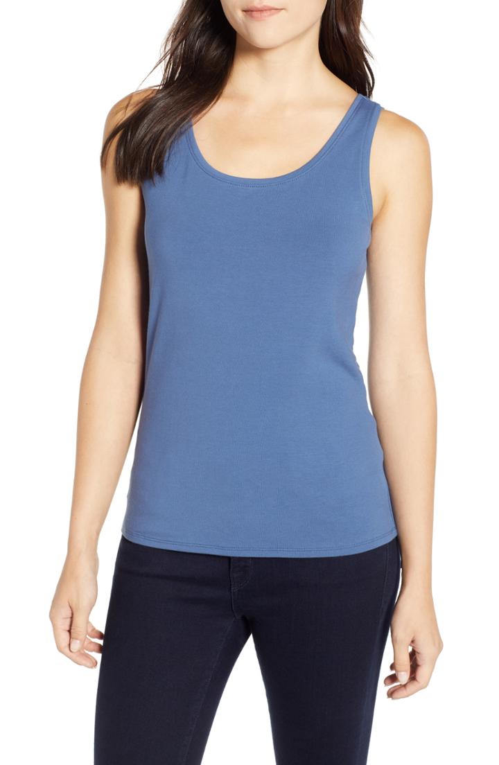 Petite Women's Nic + Zoe Stretch Tank, Size P - Blue