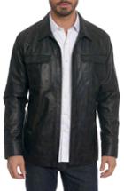 Men's Robert Graham Colden Camo Leather Shirt Jacket - Black