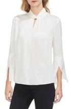 Women's Vince Camuto Twist Neck Handkerchief Sleeve Satin Top, Size - White
