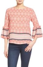 Women's Gibson Tie Back Bell Sleeve Top - Coral