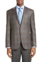 Men's Canali Classic Fit Plaid Wool Sport Coat S Eu - Brown