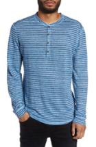Men's Good Man Brand Stripe Linen Jersey Henley, Size - Blue