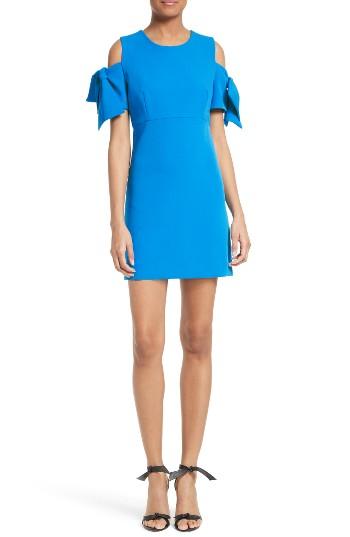 Women's Milly Stretch Crepe Cold Shoulder Minidress - Blue