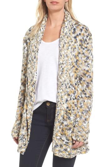 Women's Press Confetti Knit Shawl Collar Sweater - Blue