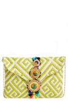 Steven By Steve Madden Beaded & Embroidered Clutch - Yellow