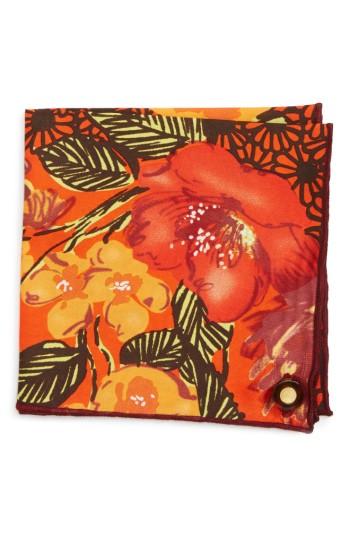Men's Armstrong & Wilson Orange Tree Cotton Pocket Square, Size - Orange