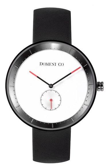Men's Domeni 'signature' Leather Strap Watch, 40mm