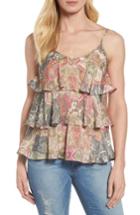 Petite Women's Bobeau Tiered Ruffle Tank P - Green