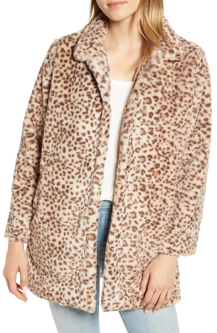 Women's Wit & Wisdom Faux Leopard Fur Coat - Beige