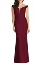 Women's Dessy Collection Off The Shoulder Crepe Gown (similar To 14w) - Burgundy