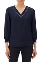 Women's Lafayette 148 New York Wanda Silk Blouse - Blue