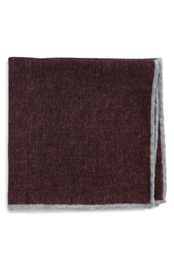 Men's Eleventy Flannel Wool Pocket Square, Size - Red