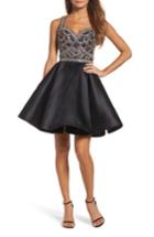 Women's Mac Duggal Bejeweled Fit & Flare Dress - Black
