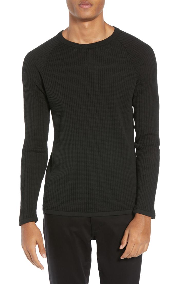 Men's Theory Amadeo Regular Fit Textured Cotton Sweater - Black