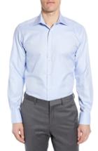 Men's David Donahue Trim Fit Herringbone Dress Shirt - 32/33 - Blue