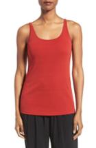 Women's Eileen Fisher Long Scoop Neck Camisole, Size Large - Red (regular & ) (online Only)
