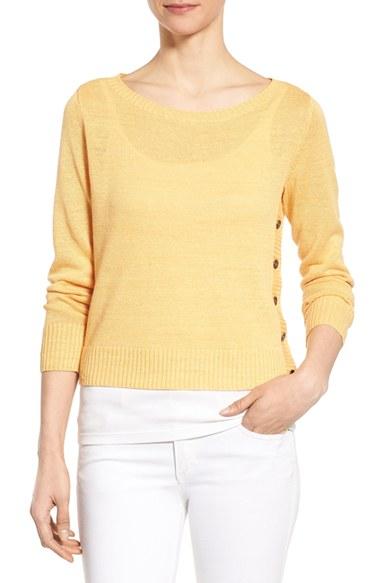 Women's Eileen Fisher Bateau Neck Organic Linen Sweater