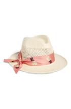 Women's Kate Spade New York Silk Band Straw Trilby - Brown