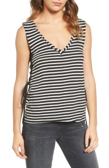 Women's Pam & Gela Stripe Lace-up Tank, Size - Black