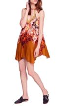 Women's Free People Floral Haze Mini Trapeze Dress - Metallic
