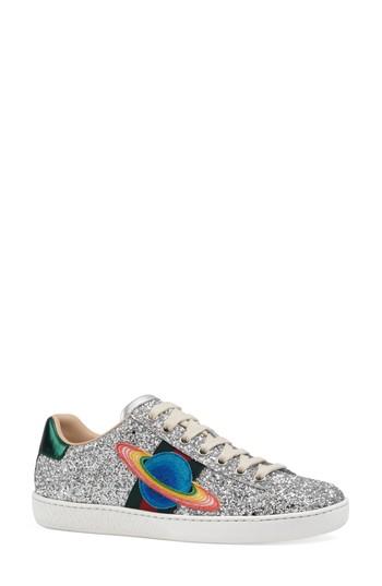 Women's Gucci 'new Ace' Low Top Sneaker Us / 35eu - Metallic