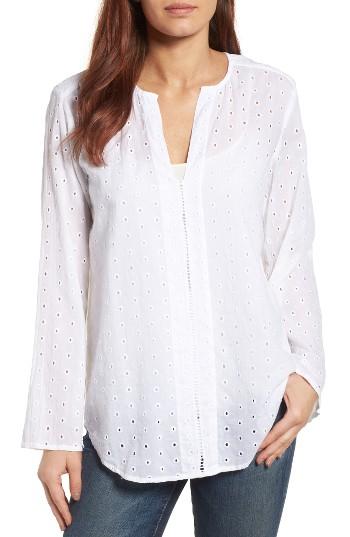 Women's Side Stitch Bell Sleeve Eyelet Tunic