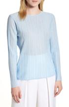 Women's Lewit Sheer Rib Keyhole Back Sweater - Blue