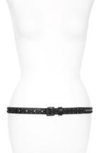 Women's Rebecca Minkoff Studded Chain Inset Belt - Black / Pol Nickel