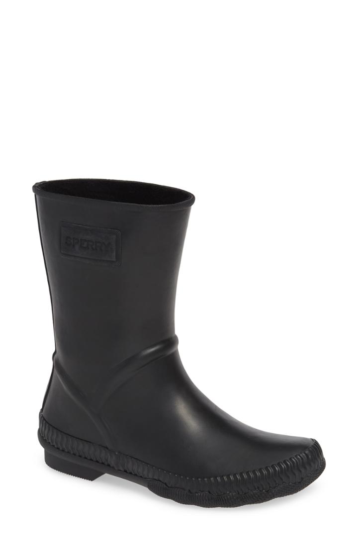 Women's Sperry Saltwater Current Fair Isle Waterproof Rain Boot .5 M - Black