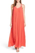 Women's Michael Michael Kors Grommet Strap Pleated Maxi Dress - Coral