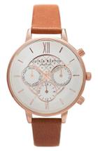 Women's Olivia Burton Chronograph Leather Strap Watch, 38mm