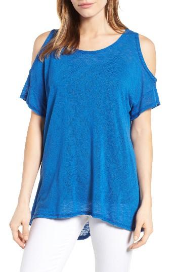 Women's Bobeau Cold Shoulder Slub Knit Tee - Blue