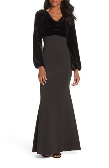 Women's Eliza J Cowl Neck Mermaid Gown - Black