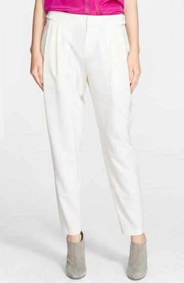 Vince Pleated Stretch Wool Trousers Womens Off White