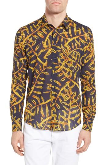 Men's Vilbrequin Gold Palms Voile Sport Shirt - Blue